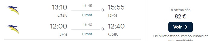 vols pas chers pour bali